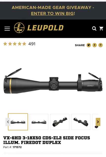 Leupold VX6-HD 3-18x50 CDS Firedot