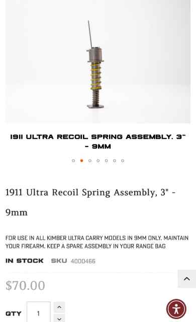 Kimber colt 1911 Ultra Recoil Spring Assembly, 3&quot; 