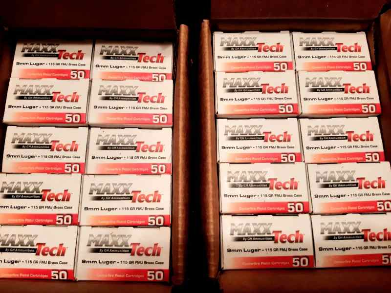 SOLD! Maxxtech 9mm 115gr FMJ 2,000 rounds