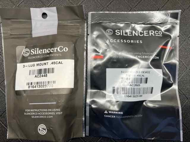 SilencerCo .45 3-Lug Muzzle Device &amp; Adapter- Both